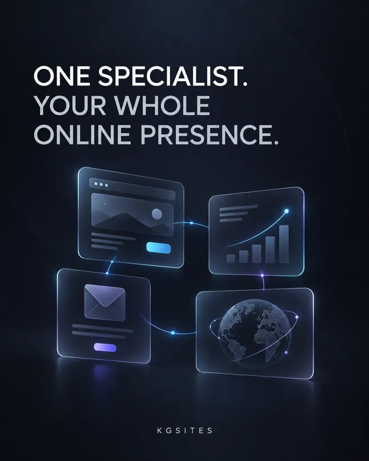 KGSITES graphic showing connected website and digital-growth services