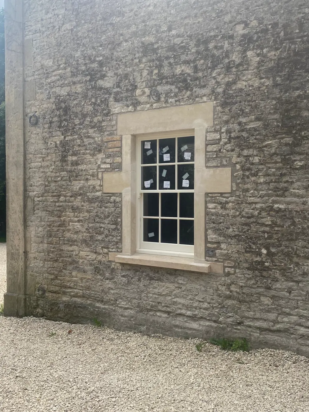 Restored stone window surround at a heritage property